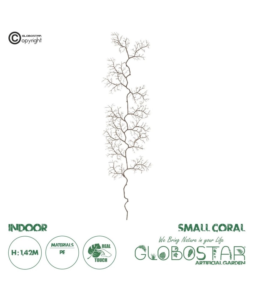 GloboStar® Artificial Garden SMALL CORAL 21463 Τεχνητό Διακοσμητικό Κλαδί Καφέ Μ40 x Π7 x Υ142cm